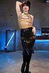 Latex garments babes nikki sweetie and siouxsie q escape their cages to play with el