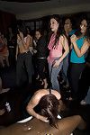Coed girls receive cumshto while partying hard with a stripper