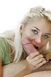 Astonishing sweetheart with beautiful face is giving a good deep blowjob