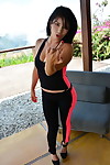 Latin cutie female Camila Rios interrupts her workout to suck off a dick