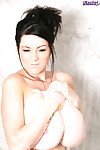 Chesty brunette chick Rachel Aldana soaping of gigantic wet boobs in bath