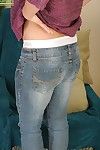 Cute milf Gia Sophia takes her jeans off and plays with hard teats
