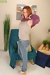 Cute milf Gia Sophia takes her jeans off and plays with hard teats