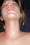 Thin slut gets a facial from her stallion
