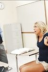 Sexy college golden-haired Brynn Tyler in perspired reality copulation with her teacher