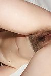Hairy cougar Alya taking external jizz flow on vagina from young buck