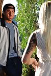 Horny housewife Alexis Malone attains attracted by younger man in the woods