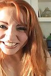 Red head amateur with nice ass blows the dick for a cum load