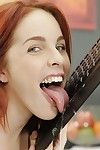 Redhead European adolescent Amarna Miller is sucking this juicy loaded dick