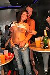 Salacious gals sucking off stud strippers\' hard cocks at the mad sex get-together