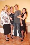 Three mature get-together wives share one hard ramrod