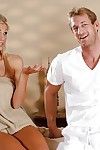 Marvelous blonde woman Scarlet Red thanks masseur with blowjob