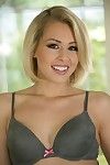 Smiling chick zoey monroe is sliding her panty aside and flashing the attractive
