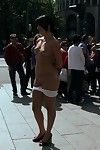 European pretty gets jizzed on then paraded in public with cock cream