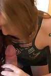 Redheaded teen Olivia Lee giving Gonzo themed CFNM blowjob for cum on face