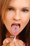 Pretty Euro teen Tarra White dripping cum from mouth after hardcore sex