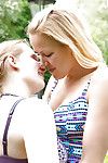 Young blonde angels Misha and Noa make alluring lesbian love and lick clitoris