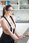 Babe with tattoo on her arm Karlee Grey squeezes her big tits