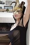 Maria Maldes is sexy in her ebony lingerie and gold mask. This babe slowly undresses and shows off her sexy 19 year-old all-natural figure and 32B breasts. Her wavy pussy though is fascinating on the floor.