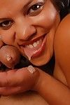 Busty ebony LadySpice is licking this black dick and swallowing cum
