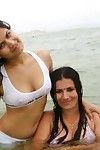 Indian girlfriends with fine tits take a dip in Tel Aviv