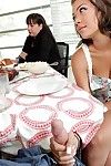 You know youre dating a real nympho when she whips out your cock underside the table at dinner with her folks. Dude knew Cassidy was a bad girl, but when she jerked him underside the table, it made him hungry to pound the fuck devoid of her nice-looking L