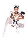 Skin diamond in maid outfits and white stockings