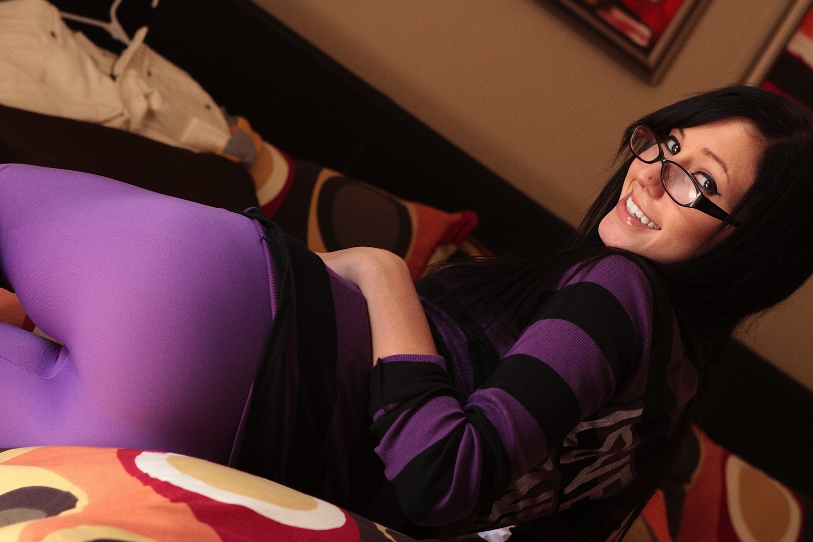 Lewd amateur geek catie minx in glasses and tense purple