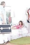 Appealing youthful Alyona lays on her bed, and looks clammy in her pink outfit. This girl reads her phone but wakes with a headache. Her grandpa arrives to help out