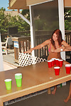 Beer pong with brooke, misty, and avery