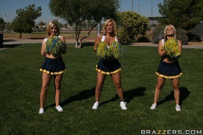 School cheerleader around big boobs Shyla Stylez has groupsex