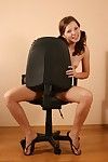 Kimmy making strip-show exceeding a chair