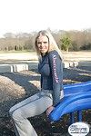 Beauteous amateur teen outside at playground
