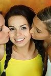 Small boob teen spread out adjacent to two girlfriends