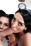 Latina cuties Taylor Reed added to Lucia Lace giving bj in catgirl outfits