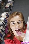 Unaffected amateur teen Emma sucking a hard bushwa in a public library