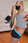 Asian chick Mia Rider caught working out in knee high socks coupled with shorts