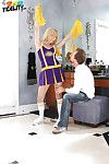 Dabbler cheerleader Lia Lor has her mouth fucked hard with a big bushwa