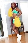 Black-skinned cheerleader Bella Doll is sparking naked on transmitted to camera