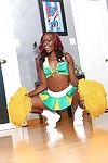 Black-skinned cheerleader Bella Doll is sparking naked on transmitted to camera