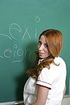 Awesome schoolgirl teen Lexy undressing in the class room