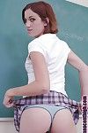 Schoolgirl redhead teen babe Hearher undressing lose concentration body and ass