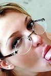 naughty college slut to glasses got her shaved detach licked together with fucked